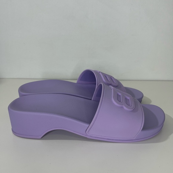 Balenciaga BB Logo Rubber Pool Wedge Slide Sandal Clog Heels - Picture 7 of 10